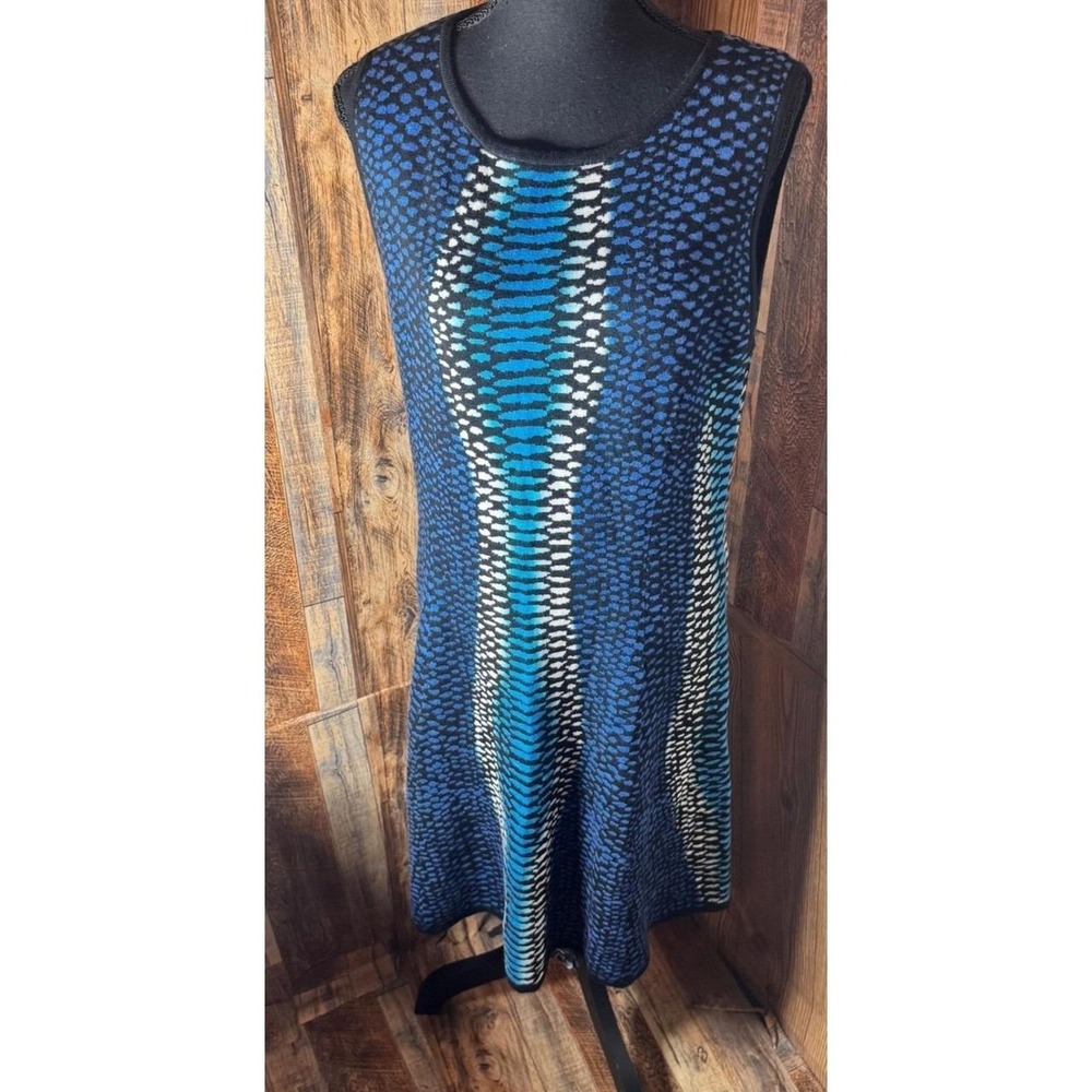 Magaschoni New York Women's L Wool Cashmere Knit Sleeveless Dress Blue